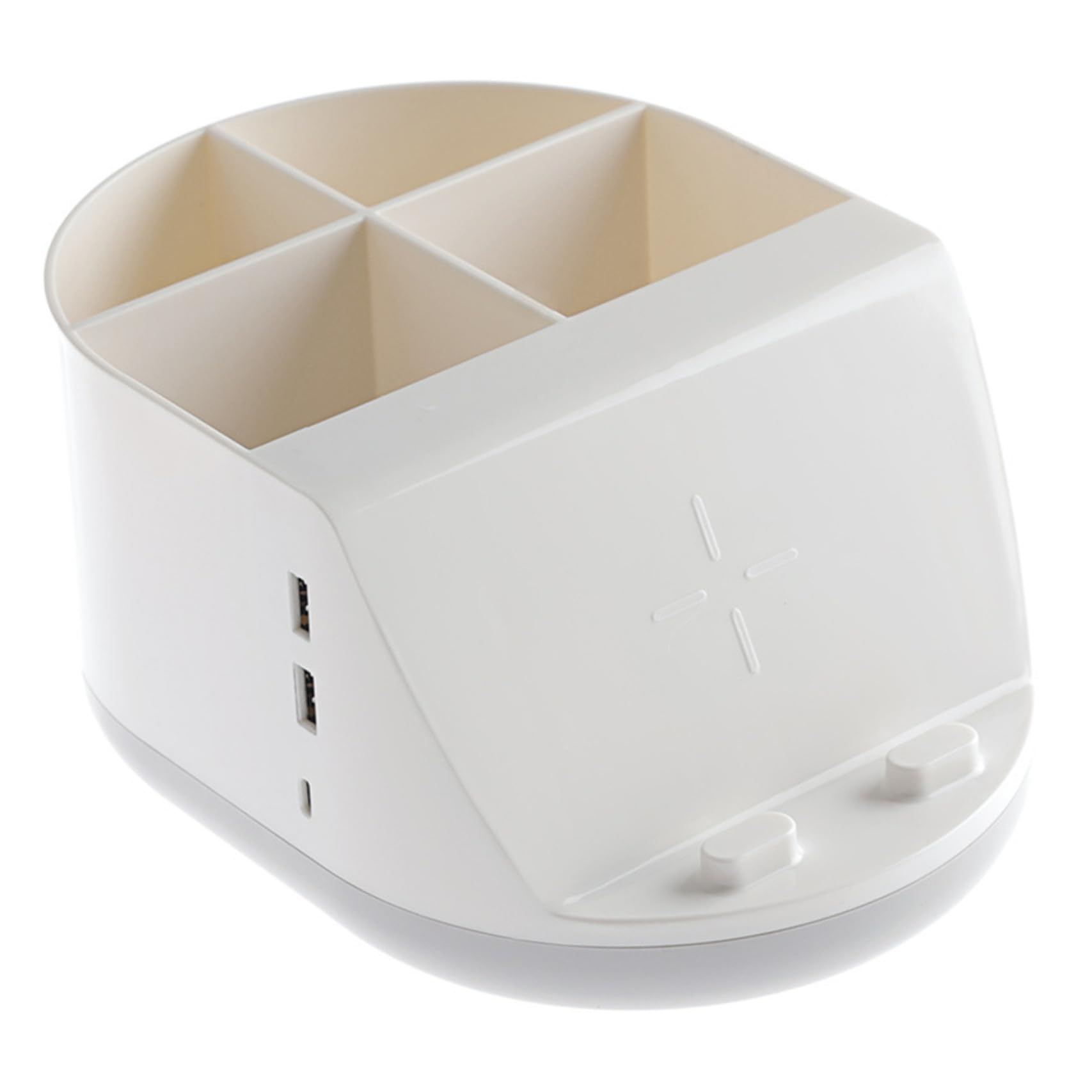 Chargeur sans Fil et Boîte de Rangement en Plastique Blanc pour Bureau
