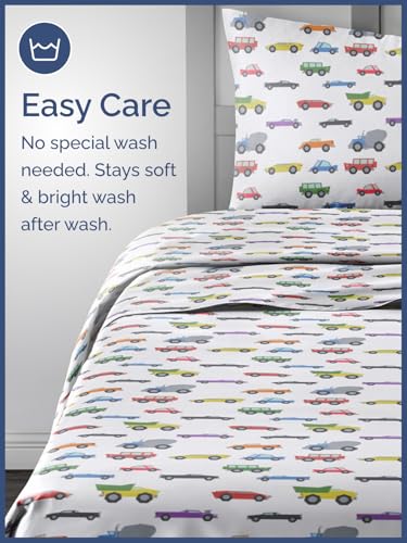 Image of CGK Unlimited Kids Full Size Cars Bed Sheets - 4 Piece Kids Cars Sheet Set | Cars Themed Bedding, Ultra-Soft, Cute & Cozy, Breathable & Machine Washable, Kids Bed Set for Boys, Girls, Teens & Toddlers