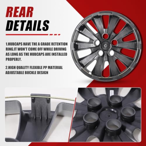 Image of Winjet 16 inch Hubcaps for 2013-2019 Nissan Sentra & 2011-2017 Nissan Leaf Wheel Rim Covers, [Only Fit Iron Hub & Steel Wheel] Heavy Duty PP Material Snap On Installation (16 Inch Set of 4, Lacquer)