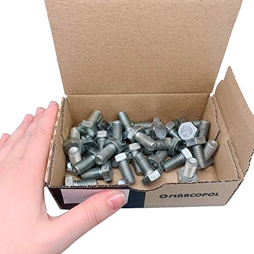 Marcopol 30 Stück DIN 933 Stahl Sechskantschrauben M10x20 mm Vollgewinde Sechskantschrauben Silber