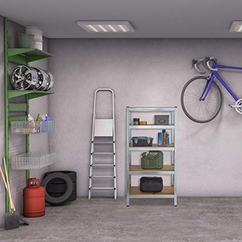 Relaxdays Schwerlastregal verzinkt, Traglast 875kg, 150x75x30 cm, 5 Böden, zum Stecken, Stahl, Lagerregal Keller, Silber