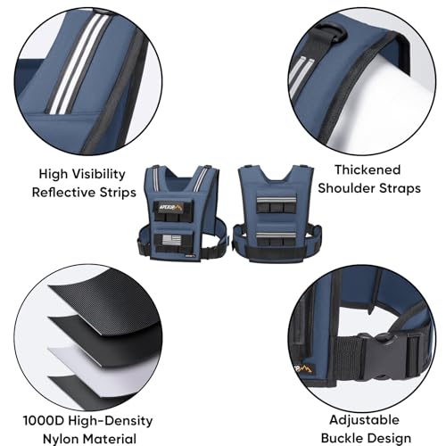 Image of APEXUP Adjustable Weighted Vest Men 20lbs /30lbs /40lbs Weights with Reflective Stripe, Weight Vest Woman Workout Vest for Strength Training Running Walking