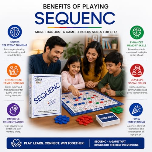 Image of The Original Verra Enteprise Sequenc, Strategy Game, Card Game, Board Game for Kids, Adults, Families, Educational, 2 to 12 Players, Activity Toy for Childrens, Gift Set for Kid, Ages 7+Year