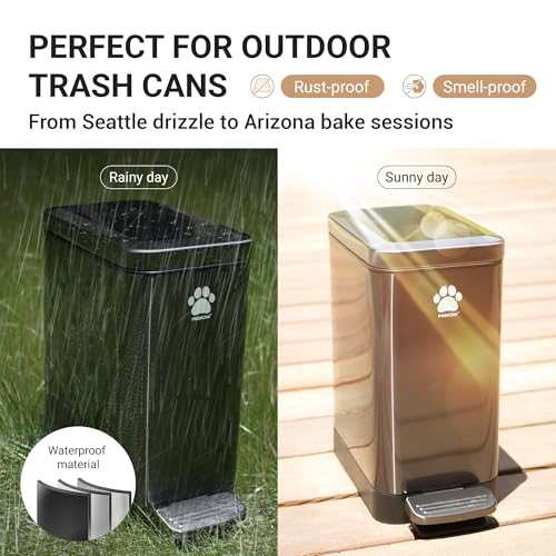 Image of Dog Poop Trash Can Outside with Poop Scooper for Dogs, 12L /3.2Gal Metal Outdoor Garbage Can with Lid Suitable for Small, Medium and Large Dogs (Tungsten Steel)
