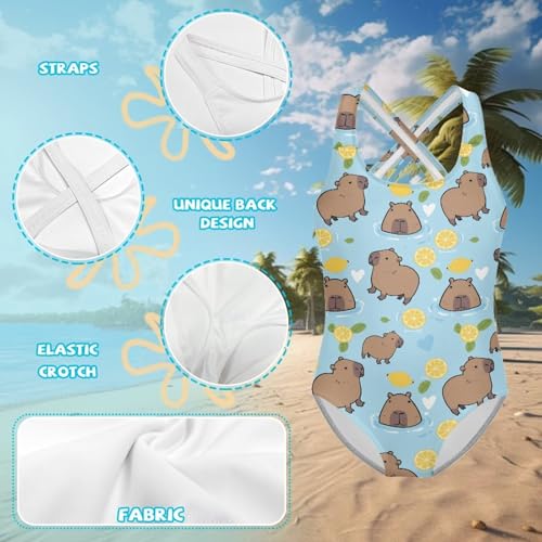 Image of One Piece Swimsuit for Girls Kids Quick Dry Bathing Suit with Crossback Strap Summer Beach Swimwear Size 5T-14