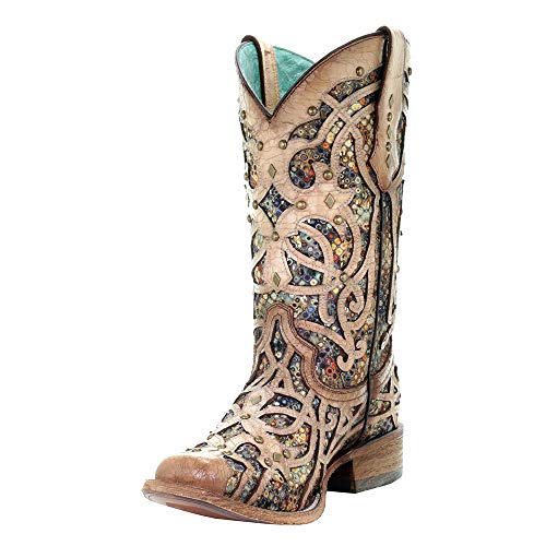 Corral Boot Company Womens Bone Inlay Studded Boot2