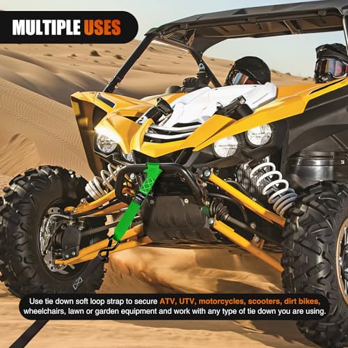 Image of Nilight Soft Loop 1.7 inchx17 inch Motorcycle Tie Down Straps Heavy Duty 12000Lbs Max Break Strength for Securing ATV UTV Kayak Moving Cargo (8PK-Green)