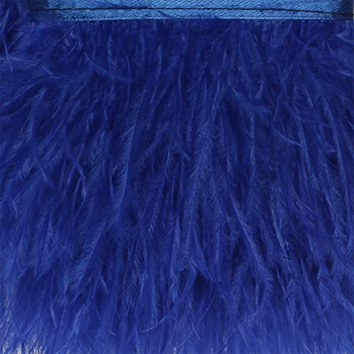 Ostrich Feathers Sewing Fringe Trim Ribbon for Crafts Clothes Accessories Latin Wedding Dress DIY 2-5 Yards 3-4inch Width (5 Yards, Royal Blue)