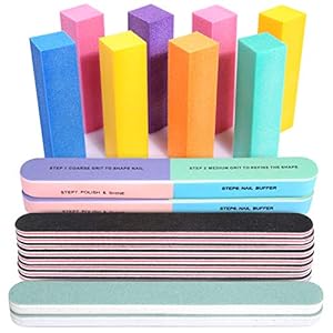 FANDAMEI Nail Files and Buffers, 20PCS Professional Manicure Tools Kit. Rectangular Nail Buffer Block & 100/180 Grit Nail File, 7 Way Nail File & Nail Polishing Buffer. Nail Care Tool