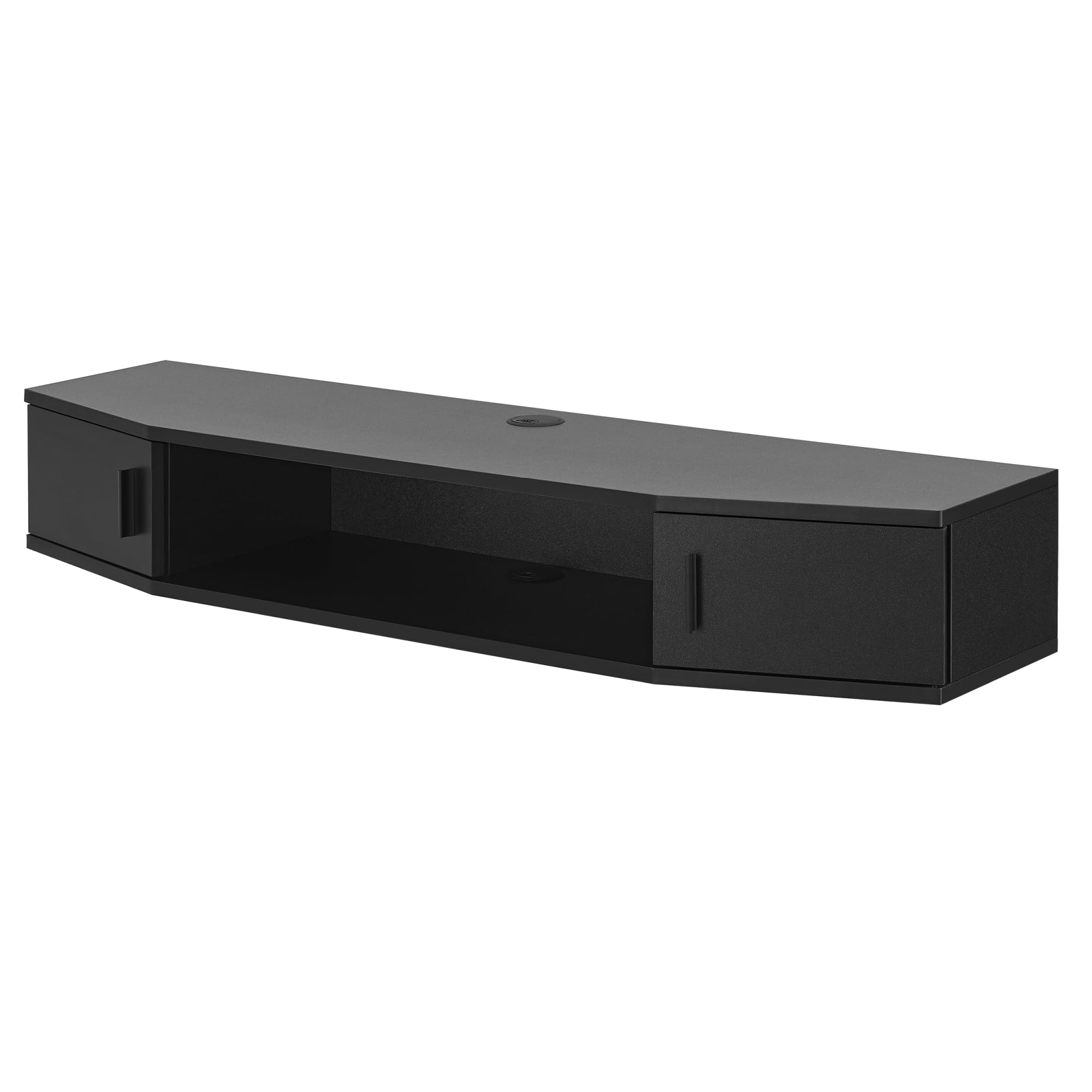 [en.casa] Mensola TV Sospesa a Muro Consolle Porta TV e Centri Multimediali Mobile da Parete 2 Ante Scomparto e Fori Passacavi 17,5 x 110 x 30 cm Nero
