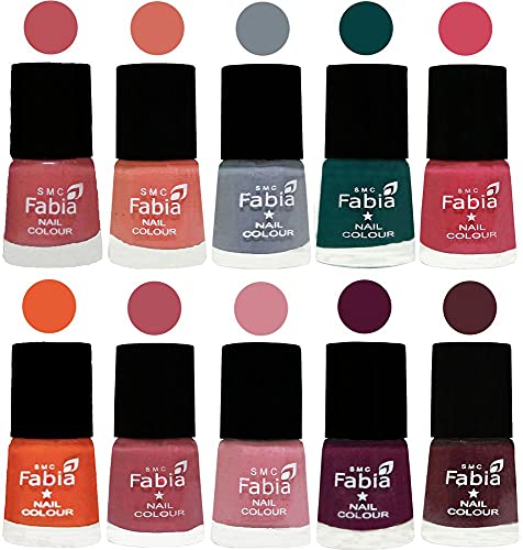 Image of ALL IN ONE (PACK OF 10), Long Lasting Glossy Nail Polish, 6 ml Each, All Vibrant Colours,02006
