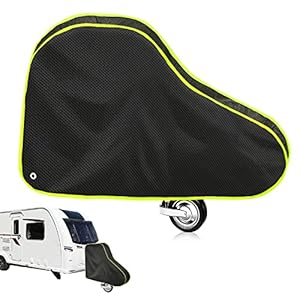 Punvot Housse de protection pour timon – Pour caravane, caravane et remorque – Grande housse de protection pour timon – Avec bandes réfléchissantes vertes et serrure