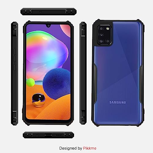 Image of Pikkme Samsung Galaxy A31 Back Cover | Crystal Clear Transparent Back | Ultra Hybrid | Full Camera Protection | Raised Edge | Bumper Back Case for Samsung Galaxy A31 (Black)