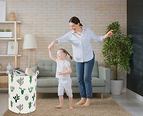 Image of Laundry Basket Kids laundry hamper Cactus Hamper Toy Storage Bin Organizer for Boys and Girls Cactus Room Decor(Green and Gray)
