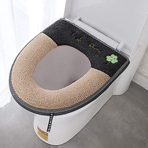 MOLUO Siège de Toilette Zipper Padded WC-Sitzkissen Badezimmer warme weiche Toilettensitzabdeckung Deckel Pad Closes Schutz Badezimmer Zubehör-Set (Color : LHH5909) – Bild 3