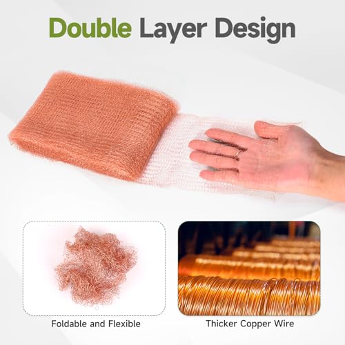copper mesh rodent control 4in x 30ft premium copper wool ideal for hole blocking rustproof pure mesh for mice slug snail control with exclusive wood stick