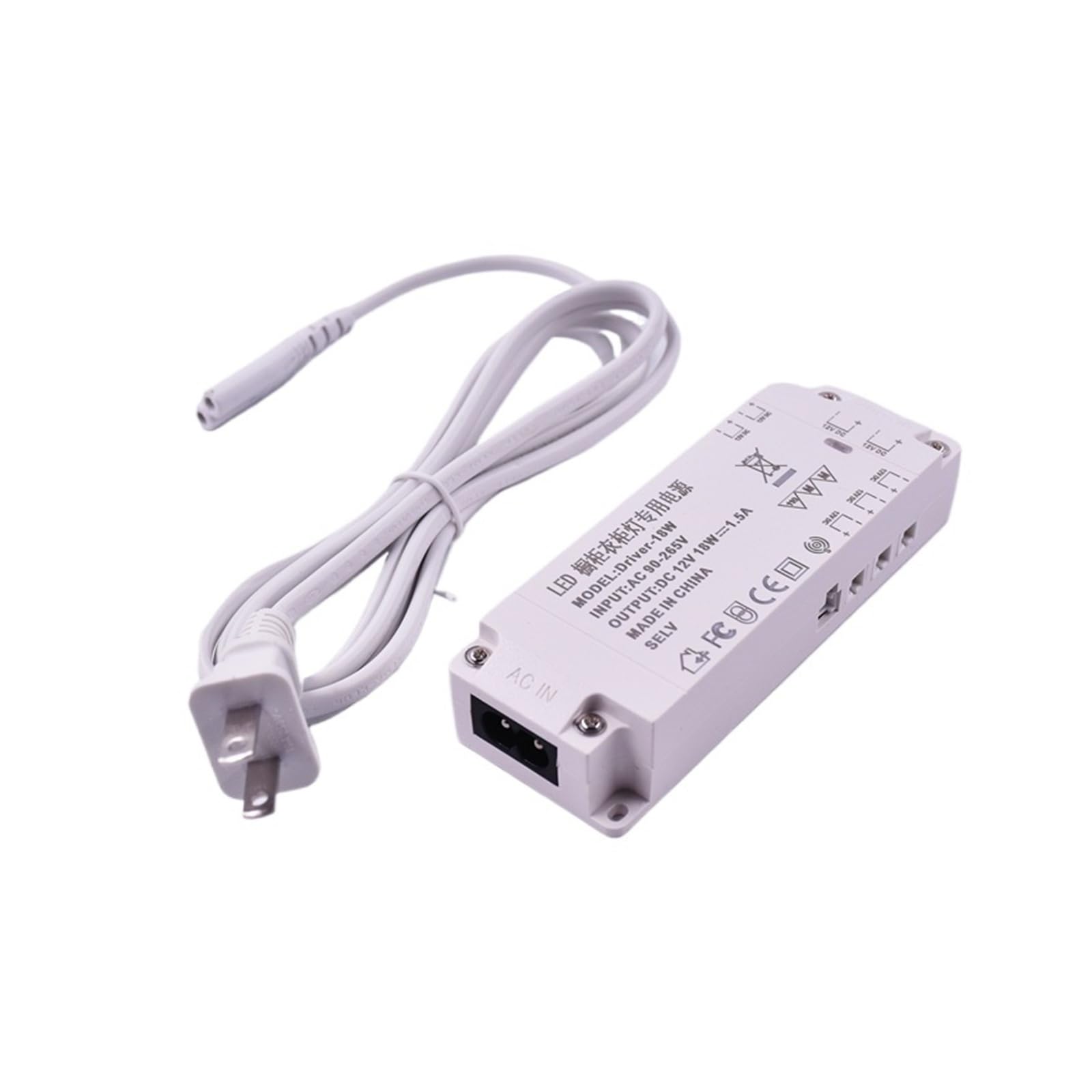 PWANUIGTE LED Wardrobe Cabinet Light Power Supply 12V Interface Constant Voltage Induction(12V-1.5A-18W-7 interfaces)