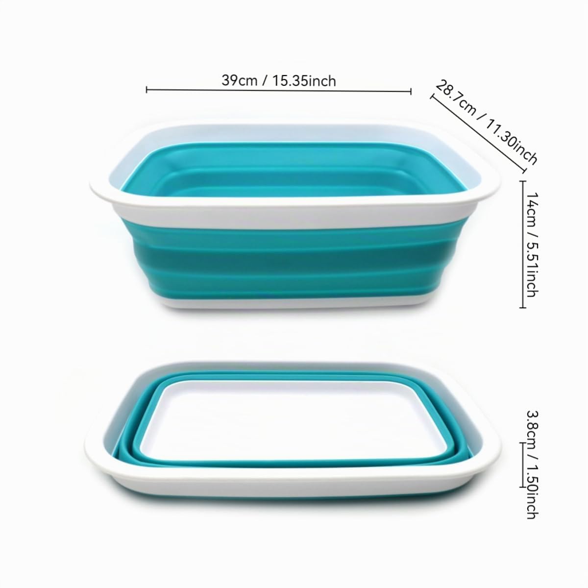 SAMMART Bassine pliable et portable pour pique-nique, courses et rangement gain de place Bleu clair 9,2 l