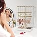 JAZUIHA Jewelry Holder Organizer 4-Tier Gold Jewelry Stand with Necklace Organizer Earring Bracelet Holder Ring Box,Hanger for Display and Storage, Room Decor,Gift for Women