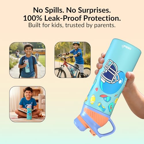 Image of Rabitat ZYLO Personalized 550ml Kids Water Bottle for School | 2-Year Brand Warranty | Magnetic Flip Cap, Leakproof | Triple Insulated Stainless Steel Thermosteel Flask | 24 Hrs Hot & Cold | Mad Eye