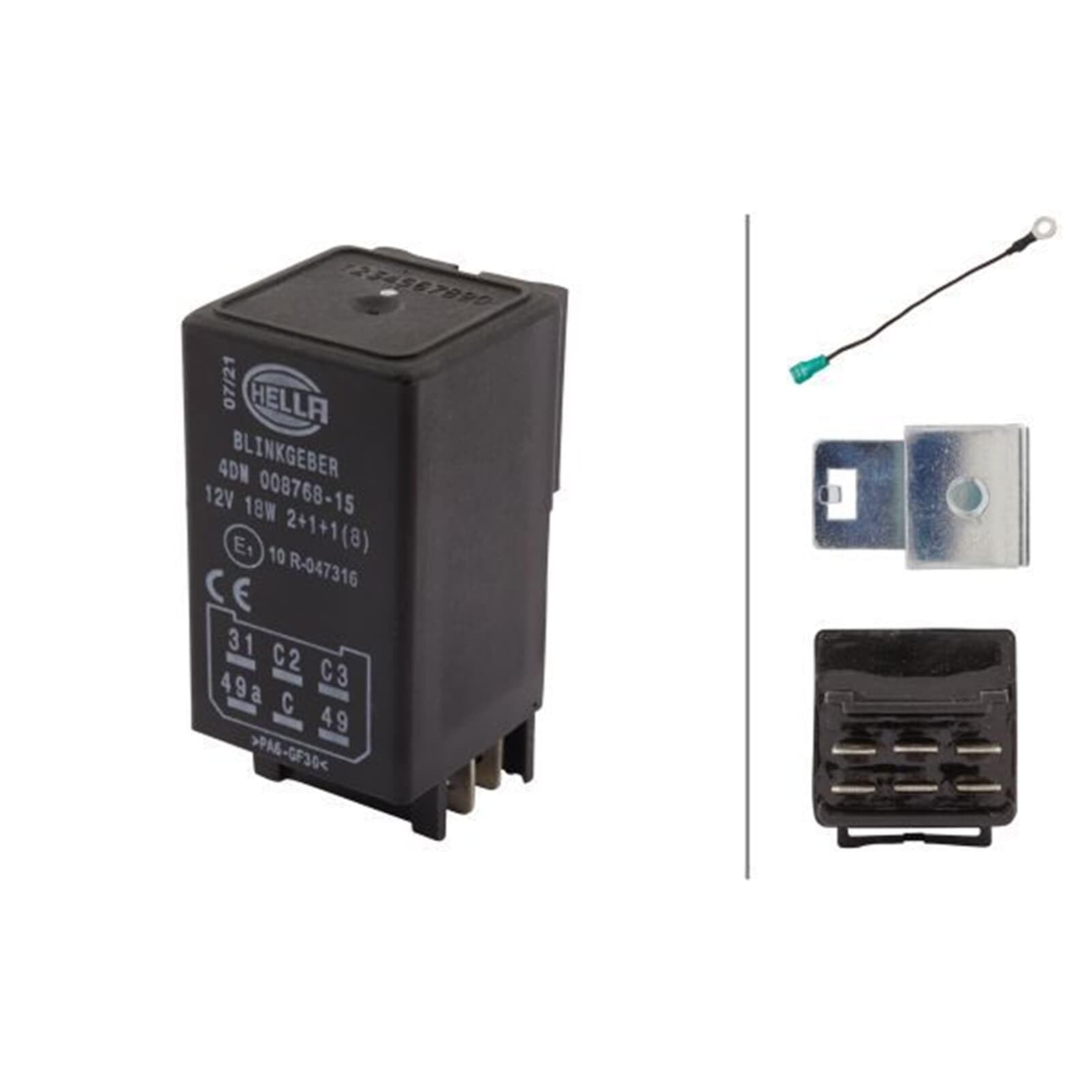 HELLA 4DN 008 768-151 Blinkgeber - 12V - 6-polig - elektronisch - mit Halter/mit Zubehör | 4DN 008 768-151, Blinkgeber