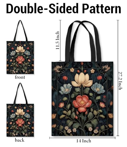 Bolso Tote de Lona Floral Estético Reutilizable para Mujer miniatura 2