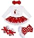 iEFiEL Baby Girls Christmas Picture Skirt Bodysuit Headband Leg Warmer Shoes Set (9-12 Months, Christmas Stocking)
