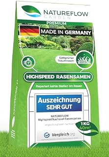 Natureflow Nasiona trawy premium  wyjątkowo szybko kiełkujące nasiona trawy  niezawodne nasiona do naprawy trawnika w Twoim wymarzonym ogrodzie, 1 kg