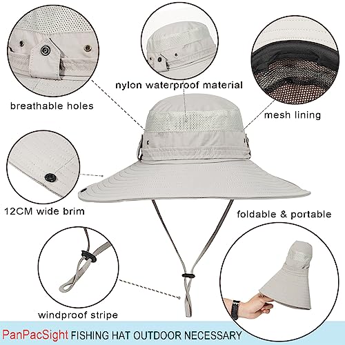 Image of Super Wide Brim Sun Fishing Hat Safari UPF50+ Bucket Boonie Cap for Gardening Hiking Camping