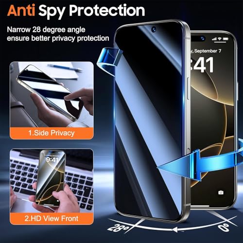 Image of FabeKee Privacy Screen Protector for iphone 14 pro 9H Tempered Glass, Anti-Spy Protection, Scratch-Resistant, HD Clarity (1 Pack)