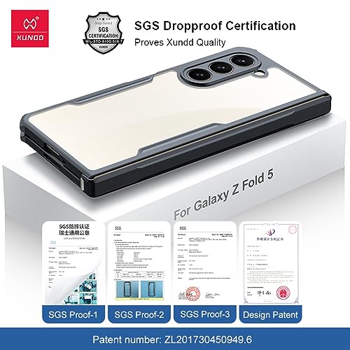 Image of PRITO Samsung Galaxy Z Fold 5 Case - Clear Beatle Slim Phone Case With Hard Pc Back, Soft Tpu Edges, Hinge, Non-Yellowing, Shockproof Protective Cover For Z Fold 5