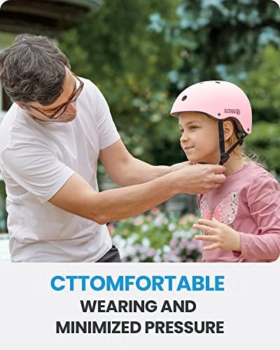 OutdoorMaster Kids Skateboard Cycling Helmet-Certified Adjustable Multi-Sports Helmet with Removable Liners for Skateboarding Skating Scooter (Pink, Medium: 52-56cm / 20.5"-22") - 1