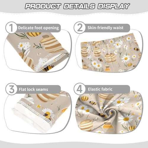 Beehives Honey Girls' Leggings Toddler Doodles Daisy Kids Yoga Pants Dance Active Tights 4T3
