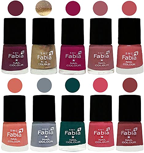 Image of ALL IN ONE (PACK OF 10), Long Lasting Glossy Nail Polish, 6 ml Each, All Vibrant Colours,01895