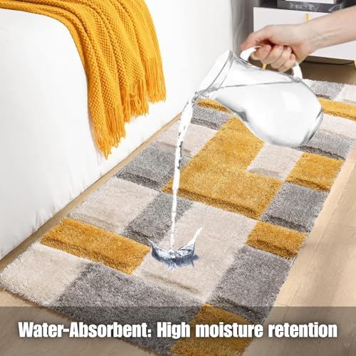 Image of Carpet for Hallway, Kitchen, and Modern Interiors, Cozy Shag Runner for Living Room, Entryway & Office Decor Size 2x6 feet Yellow B 3D