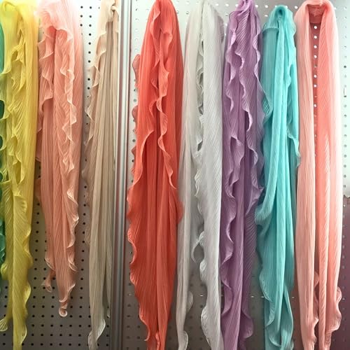 Xunger Women's Crinkled Sunproof Shawl with Ruffled Sleeves Pure Color Lightweight Scarf Long Multi-Way Driving Wrap Shawl4