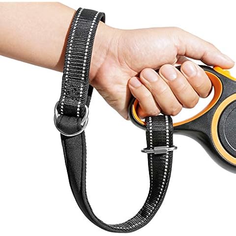 Short Dog Leash, Baby Stroller Wheelchair Safety Strap with Reflective Leads, Adjustable Wrist(1.8 ft,Black) Cover