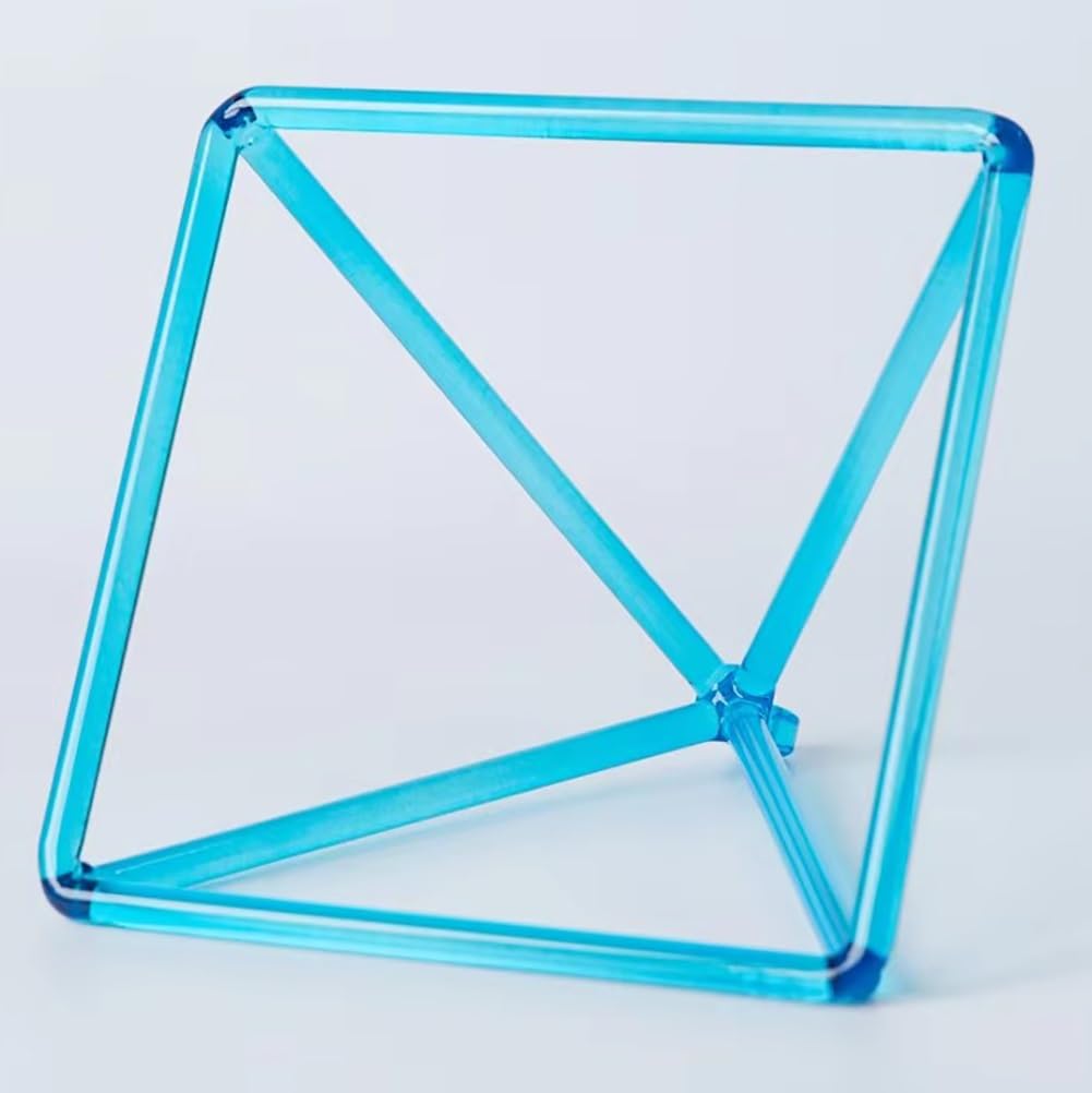 XBTGS Piramide cantante in cristallo di quarzo colorato con custodia per il trasporto, attaccante in cristallo e cinghia per appenderla, piramide canora dei chakra curativi, ciano, 22,9 cm