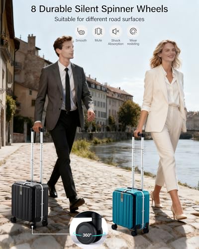 Image of Hanke 16 20 24 26 Inch Carry On Suitcase PC Hardshell Luggage Top Open Aluminum Frame Rolling Suitcases with Wheels Travel Luggage for Womem Men, Caribbean Blue, 16 Inch