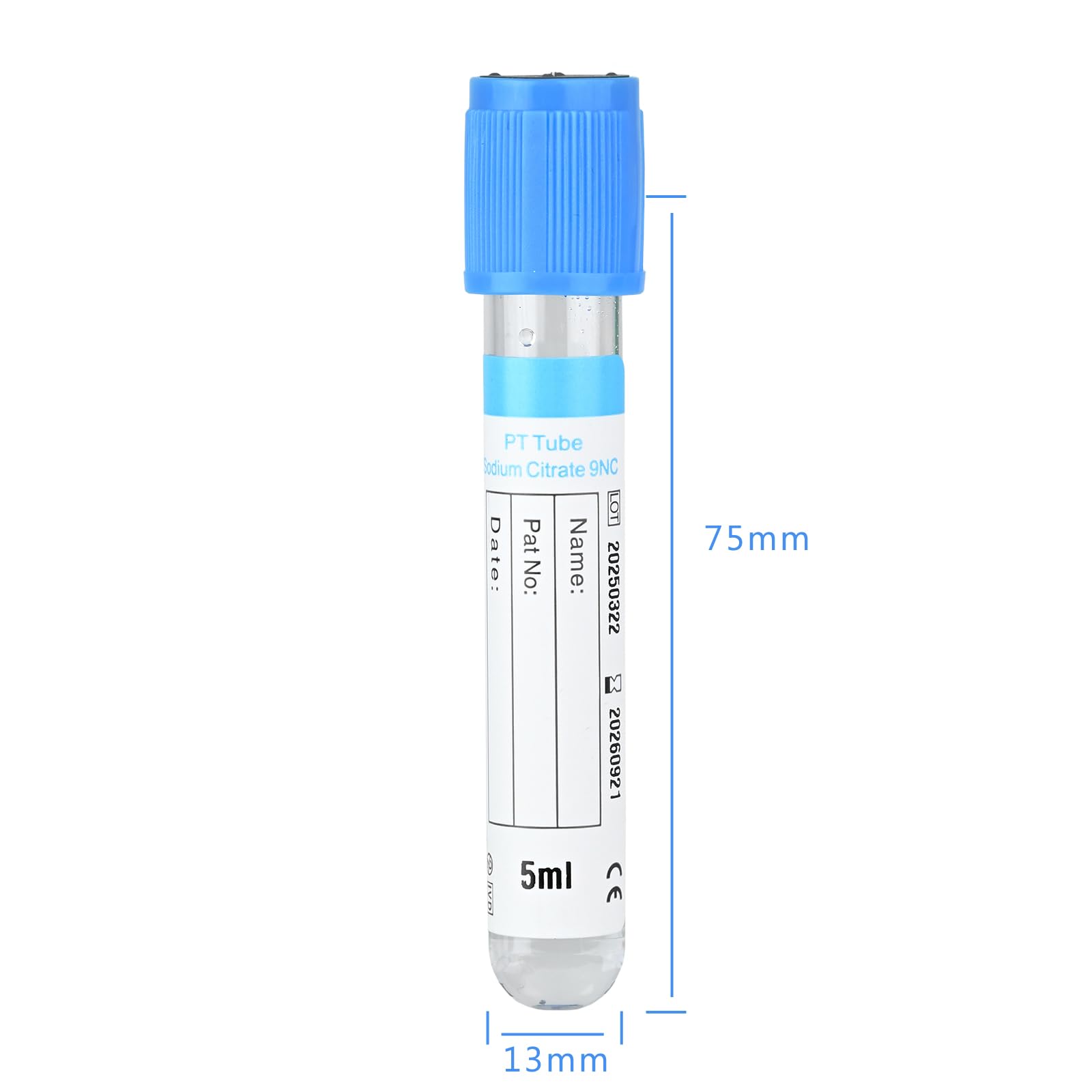 Meterbox Vacutainer Blood Collection Tubes 5ml PT Tube Vacuum Collecting Lab Tube for Lab Test Tubes Pet Animals Veterinary 100 Pcs Wrap Packaging