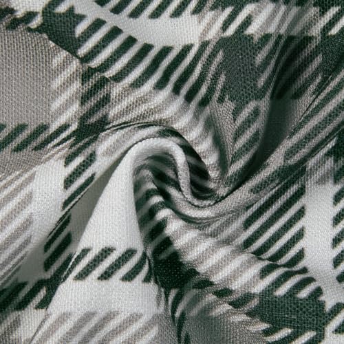 Image of TWOPAGES Rod Pocket Plaid Print Cafe Curtains, Mist, 52W x 36L