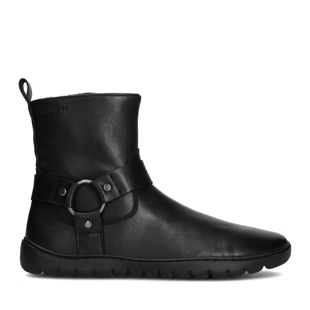 GROUNDIES Phoenix 2 0 Women Biker-Style Barefoot Boot with Nappa Leather Straps Metal Ring Flexible TrueSense GX2 Anti-Slip