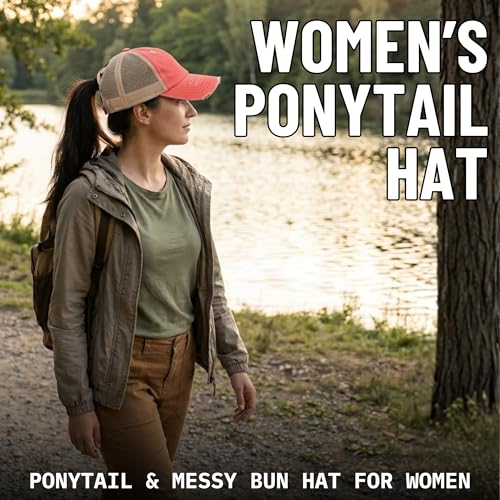 Image of Funky Junque Womens Baseball Cap Dad Hat Ponytail Messy Bun Trucker Ponycap