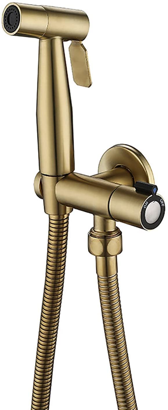 1 Hand-Bidet-Sprüher for Toilette, gebürstetes Goldmessing | Wandmontiertes Bidet-Sprühset mit einzelnem Kaltwasser for Damenhygiene und Windelreinigung