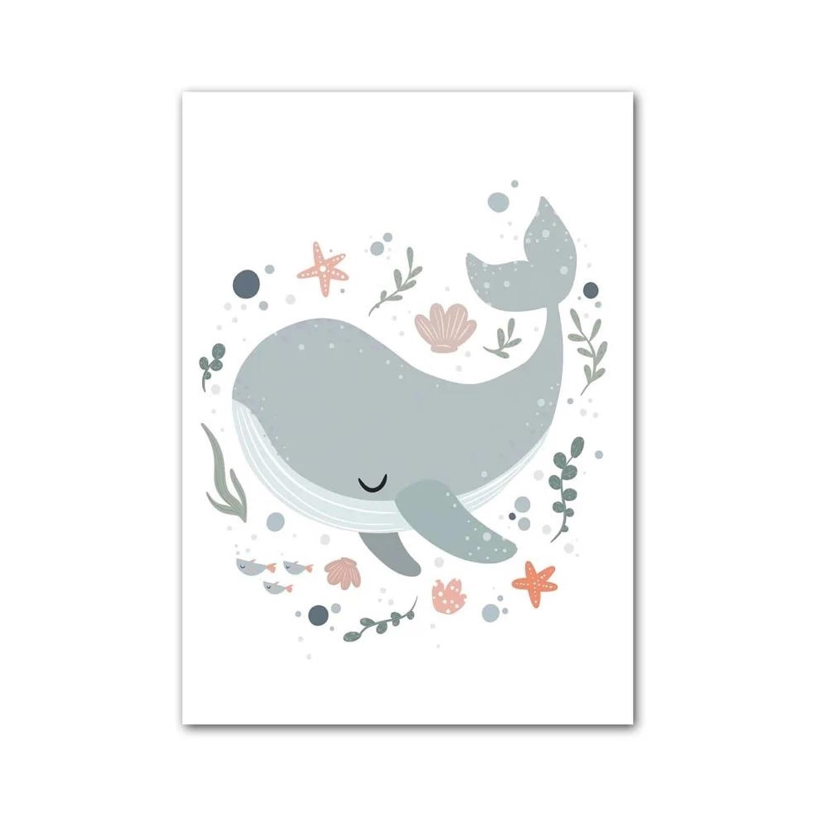 XENITE Wall Art Canvas Prints Marine Life Octopus Whale Turtle Kids Room Posters Prints Wall Art Picture Decor Nordic Nursery Canvas Painting(A,50x70cm)
