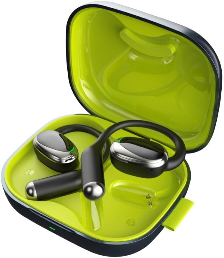 Earhook Headphones Wireless Bluetooth 5.3 Open Ear Earbuds with 30H Playtime HiFi Sound + 360° Stereo Sound Earbuds with Ear Hooks Ergonomic for Workout Walking, Black