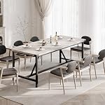 IDEALHOUSE Dining Table for 8 People, 71-inch Rectangular Wood Kitchen Table with Strong Metal Frame, Industrial Large Long Dining Room Table, for Big Family, Dining & Living Room, Retro Gray