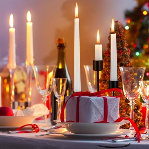 YOROXRG 36 Pack White Taper Candles, 7-8 Hours Burn Time, Unscented, Smokeless and Dripless, 0.8 x 10 Inch Dinner Candle Set for Household, Wedding, Party and Home Décor Candlesticks