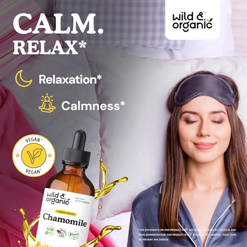 Wild & Organic Chamomile Flowers Tincture - Calming Supplement for Relaxation - Chamomile Extract Liquid Drops - Vegan, Sugar & Alcohol-Free - 4 fl oz - Thumbnail 2