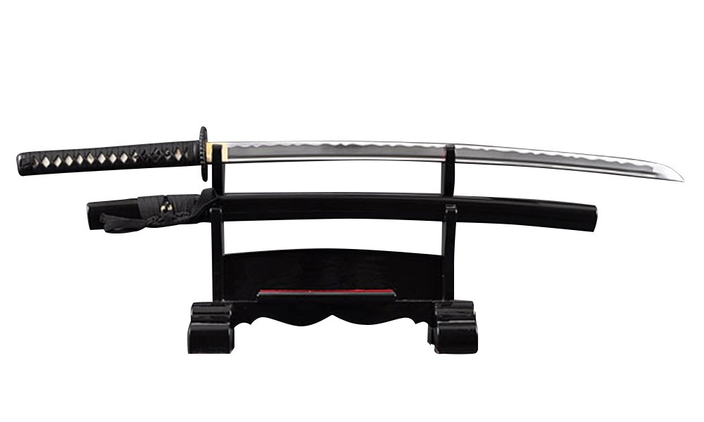Handmade Sword - Unsharpened Iaido Iaito Katana Training Sword, Aluminium Alloy Blade, Full Tang, Brass Fittings, Empire Wheel Tsuba, Black Scabbard